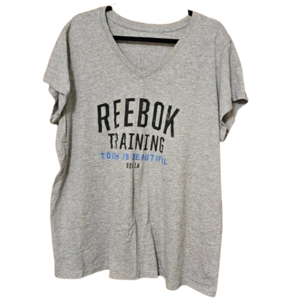 Reebok V-Neck Cotton T-Shirt Reebok Training Tough Is Beautiful 2X Workout Shirt